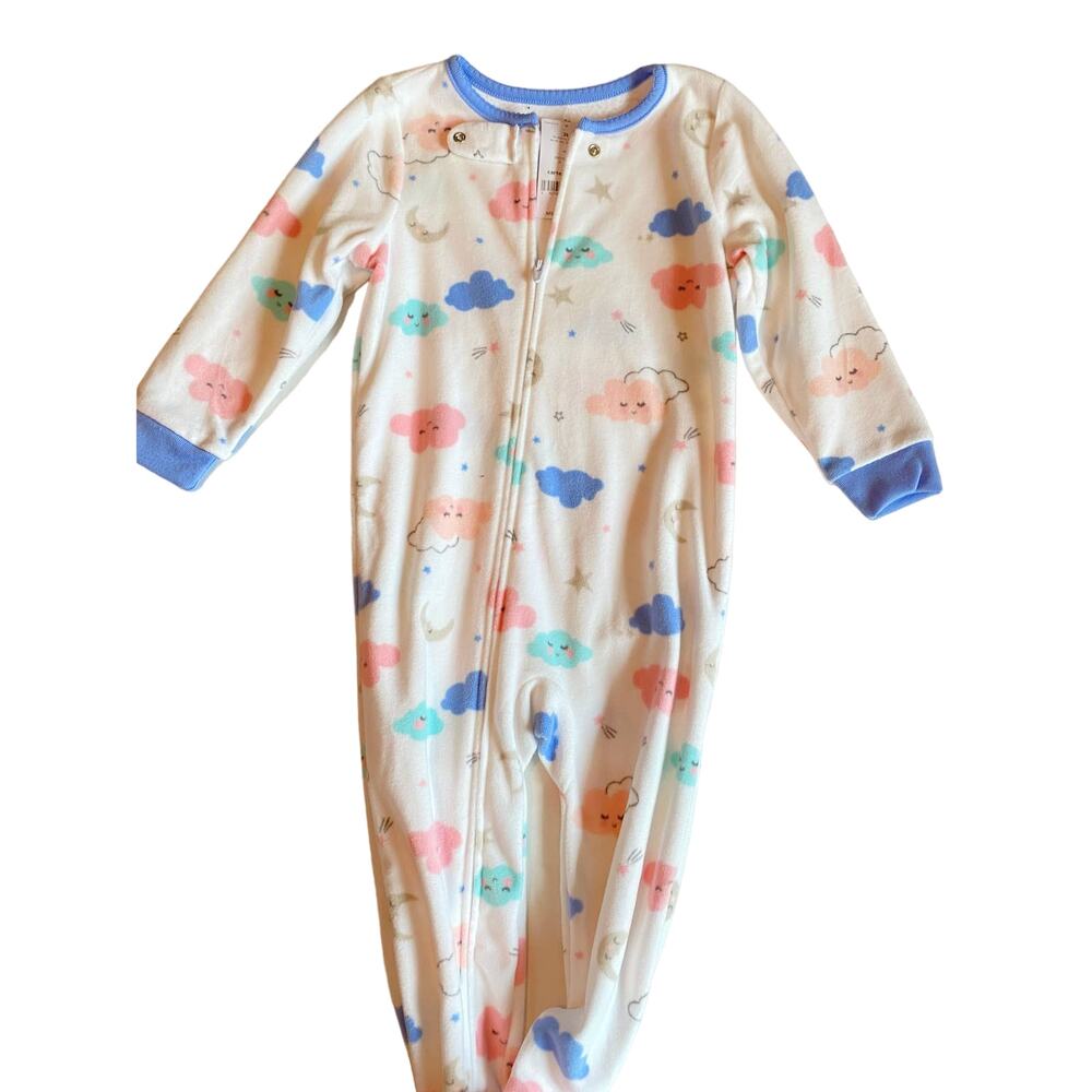 Carter's Pajamas Size 2T Multi Color Clouds Full Sleepwear With Feet NWT